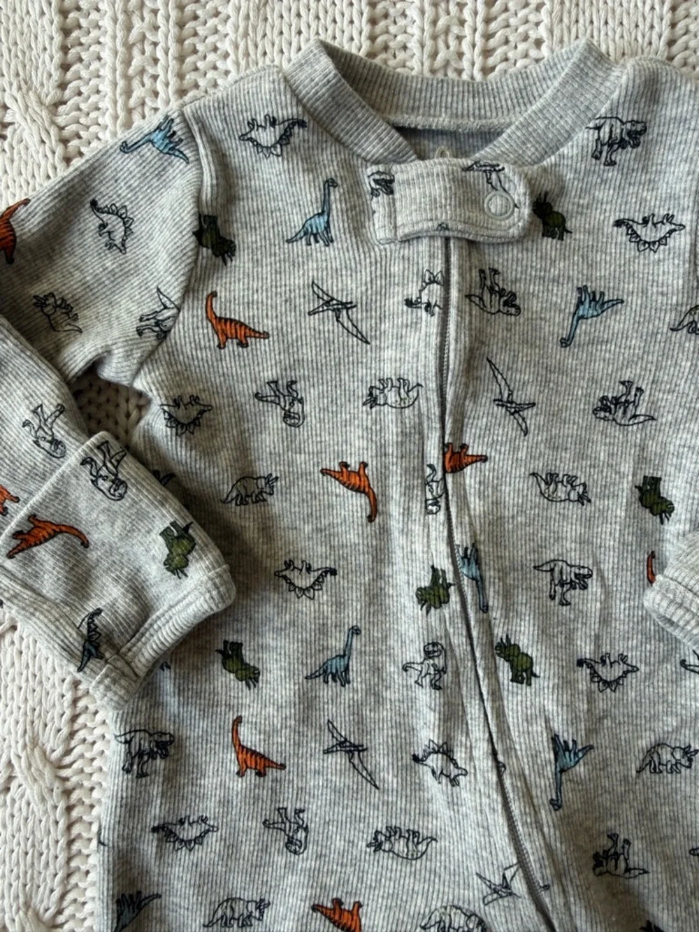 Carter's Gray Footed One-Piece with Dino Print Newborn